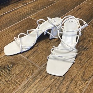 White Strappy Heels by Marc Fisher